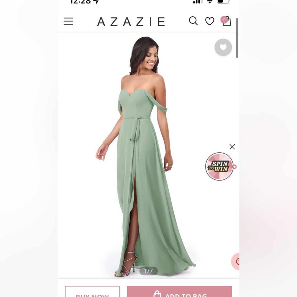 Azazie Aaron bridesmaid dress size A0 in agave